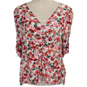 Old Navy, XL, Pink Florals V Neck Top